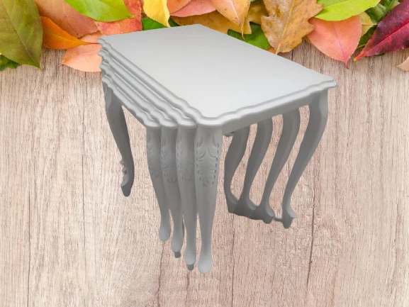 Zigon ST 18191 klasik Model sehpa Kayın Oymalı Aslan Ayk Parlak Beyaz Lake Elyapı - Resim 3