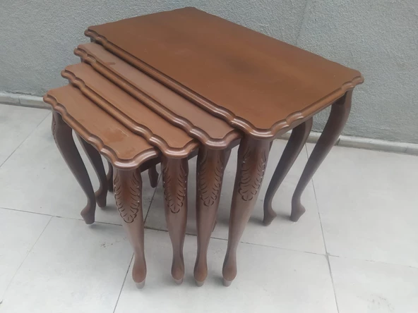 Zigon 18190 klasik sehpa Kayın El Oyma Aslan Ayak Parlak Ceviz Lake Renk El yapım - Resim 5