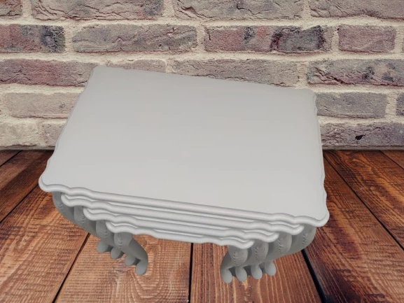 Zigon ST 18191 klasik Model sehpa Kayın Oymalı Aslan Ayk Parlak Beyaz Lake Elyapı - Resim 7