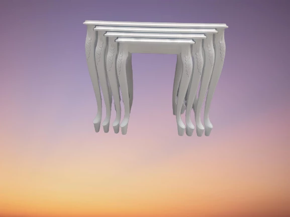 Zigon 18171 Sehpa Kayın Aslan Ayak Oymalı klasik MODEL Parlak Beyaz RENK El yapım - 3