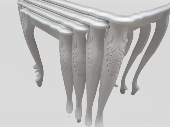 Zigon ST 18191 klasik Model sehpa Kayın Oymalı Aslan Ayk Parlak Beyaz Lake Elyapı - Resim 5