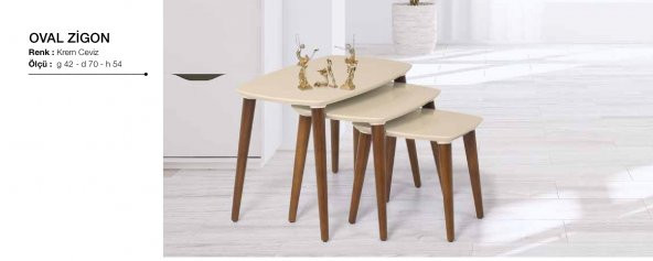 Zigon Osm 18266 oval Model Klasik Kayın torna retro ayak Ceviz Krem uyum Elyapım - 2