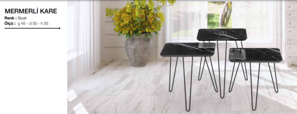 Zigon OSM 18275 KARE Model sehpa Metal V Ayak Parlak ahşap mermer tabla El Yapım - 5