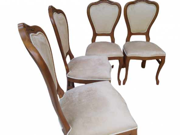 Sandalye ST Ceviz Klasik Model Kayın ASLAN Ayak Oyma Parlak Ceviz babayface kumaş