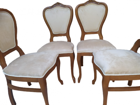 Sandalye 18485 Ceviz Klasik Model Kayın ASLAN Ayak Oyma Ceviz babayface kumaş - 2