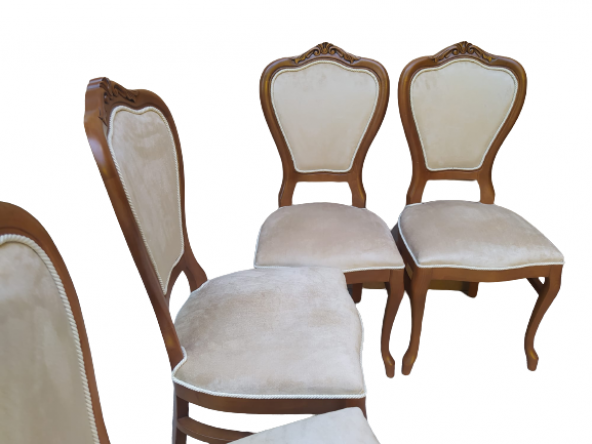 Sandalye 18485 Ceviz Klasik Model Kayın ASLAN Ayak Oyma Ceviz babayface kumaş - 3