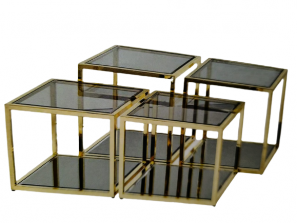 Zigon Orta 19333 Model kare Metal gold kaplama Temper kırılmaz cam füme El yapım