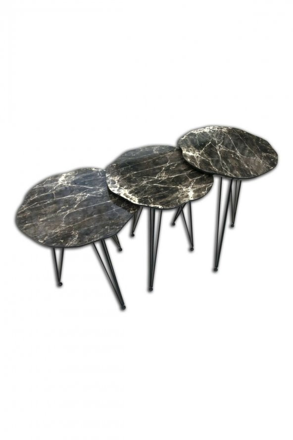 Zigon OSM 18530 Papatya Model Sehpa Ahşap Siyah Desan Metal Çelik V ayak El Yapım - 4
