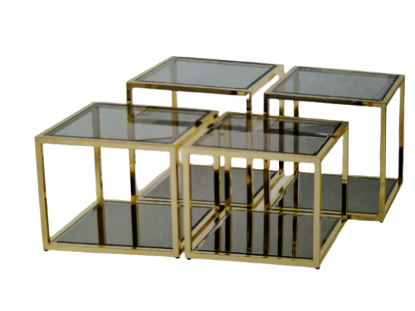 Zigon Orta 19333 Model kare Metal gold kaplama Temper kırılmaz cam füme El yapım - 3