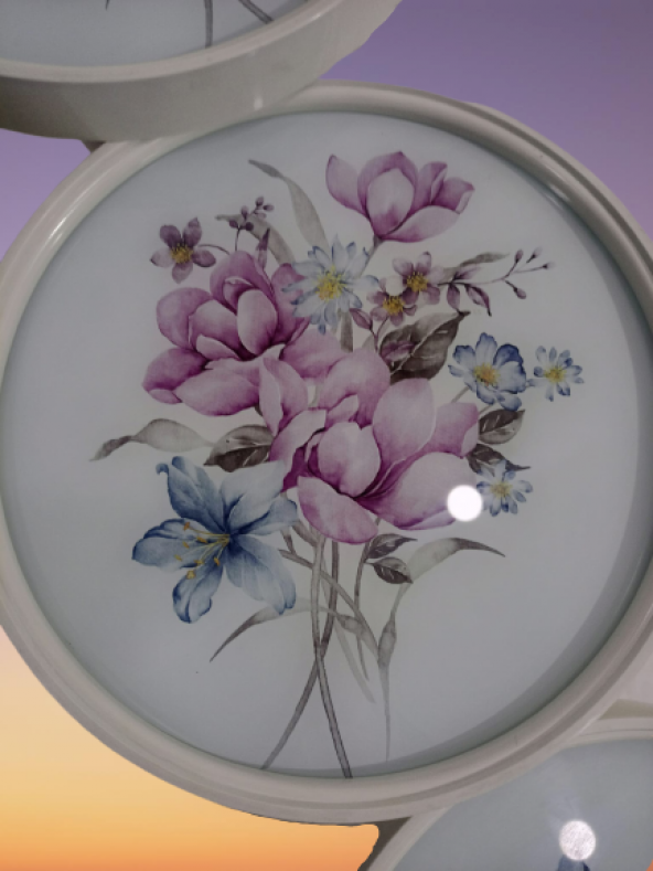 Zigon19630 Sehpa Çember YABAN GÜLÜ Model Kayın Retro Ceviz 3Ayk Üstü Cam El Yapım - 8