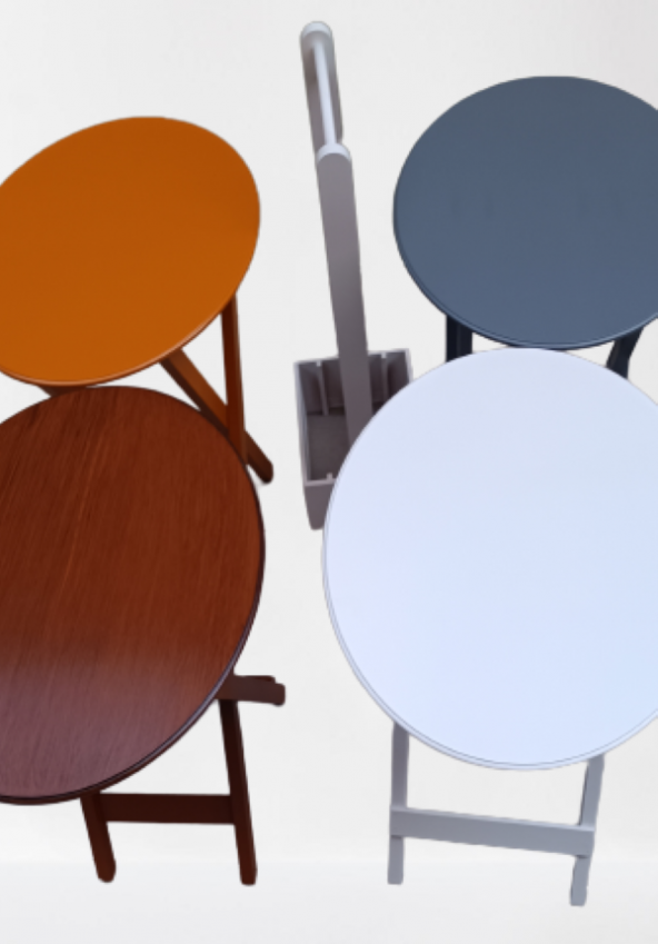 Çanta Zigon 12237 Oval Dörtlü Ahşap MDF Gri Ceviz Beyaz Hardal Renk Uyum El Yapım - 3