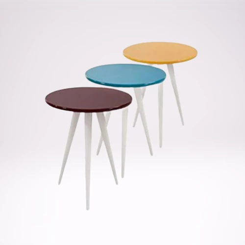 Zigon ST 3Ayak13556 3Renk Model Sehpa Kayın Torna RETRO Ayak MDF tabla El Yapım - Resim 4