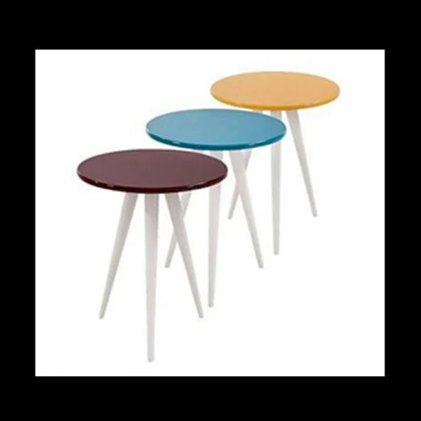 Zigon ST 3Ayak13556 3Renk Model Sehpa Kayın Torna RETRO Ayak MDF tabla El Yapım - Resim 6