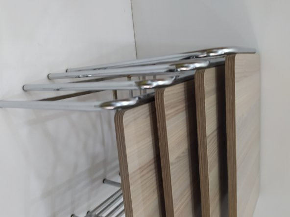 Zigon 14004 Sehpa demet Metal Model Nikelaj Ayak Hint Ceviz Dalgalı Desen El Yapı - Resim 2