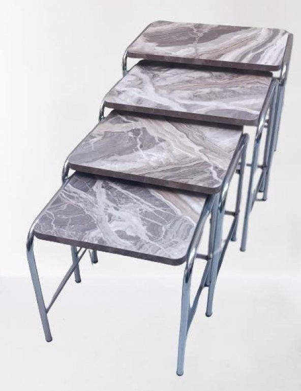 Zigon 134003 Sehpa Demet Model Metal Nikelaj Ayak Mermer Dalgalı Desen El Yapım - 3