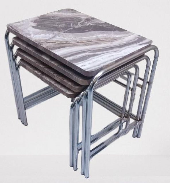 Zigon 134003 Sehpa Demet Model Metal Nikelaj Ayak Mermer Dalgalı Desen El Yapım - 8