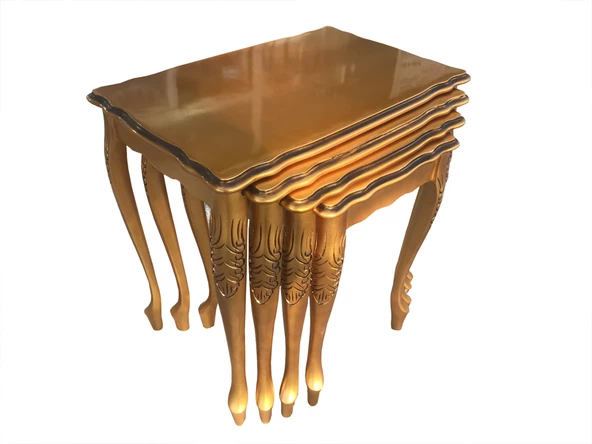 Zigon13742 klasik Model Sehpa Kayın Torna Aslan ayak Parlak GOLD Lake MDF El Yapı