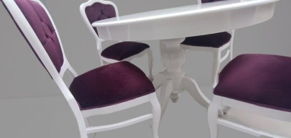 Masa Sandalye 90148 Tk Ihlamur Baba Ayak Model Parlak beyaz MDF Tabla 100 Açılır