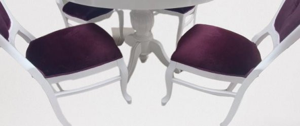 Masa Sandalye 90148 Tk Ihlamur Baba Ayak Model Parlak beyaz MDF Tabla 100  Açılır - 2