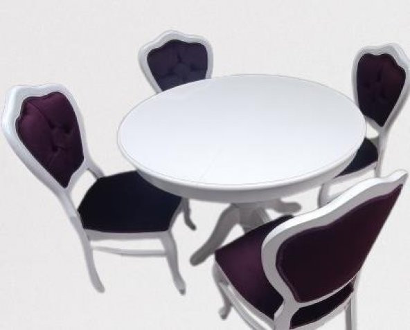 Masa Sandalye 90148 Tk Ihlamur Baba Ayak Model Parlak beyaz MDF Tabla 100  Açılır - 3