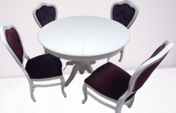 Masa Sandalye 90148 Tk Ihlamur Baba Ayak Model Parlak beyaz MDF Tabla 100  Açılır - 5