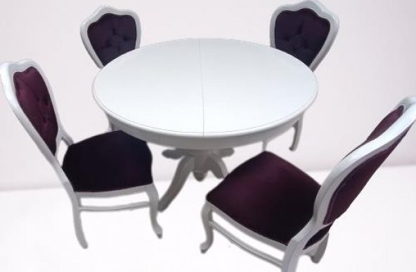 Masa Sandalye 90148 Tk Ihlamur Baba Ayak Model Parlak beyaz MDF Tabla 100 Açılır - 6