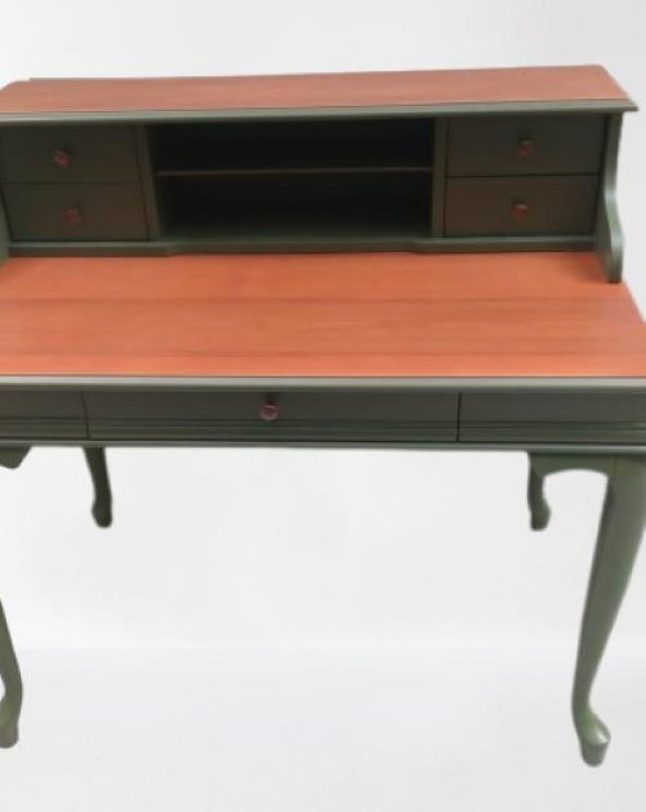 Çalışma masa ST 90140 klasik Model kayın aslan ayak kütüphane Parlak ceviz yeşil uyum