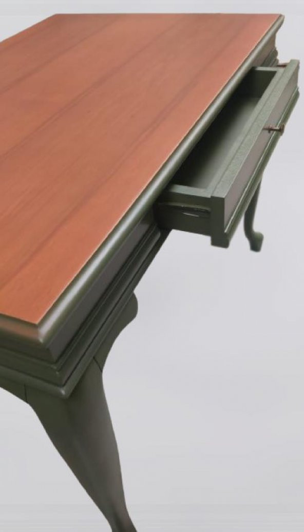 Çalışma masa ST 90141 model kayın aslan ayak Parlak ceviz yeşil renk uyum El yapı - 2