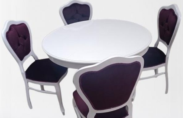 Masa Sandalye 90148 Tk Ihlamur Baba Ayak Model Parlak beyaz MDF Tabla 100 Açılır - 8