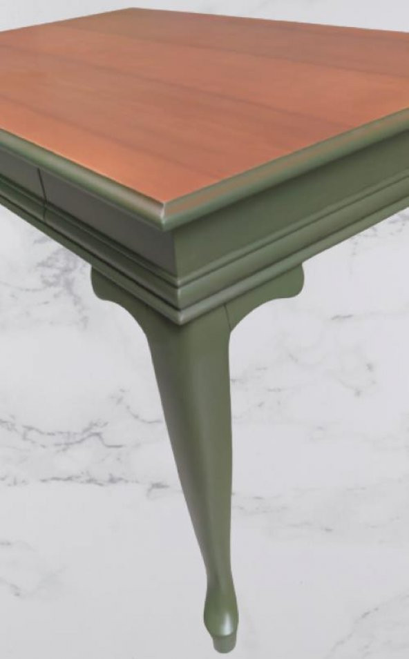 Çalışma masa ST 90141 model kayın aslan ayak Parlak ceviz yeşil renk uyum El yapı - 3