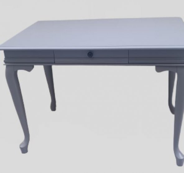 Çalışma masa ST 90139 model kayın aslan ayak çekmec parlak lake gri renk el yapım - 4