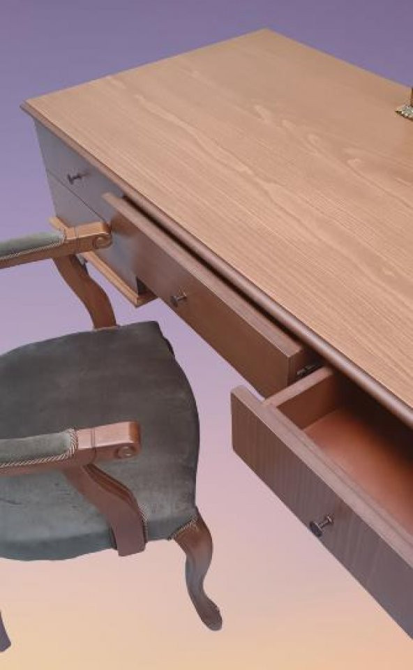 Çalışma Masa 90019 ST Klasik Büyük Model Kayın Aslan Ayak Berjer Koltuk eskitme - 2