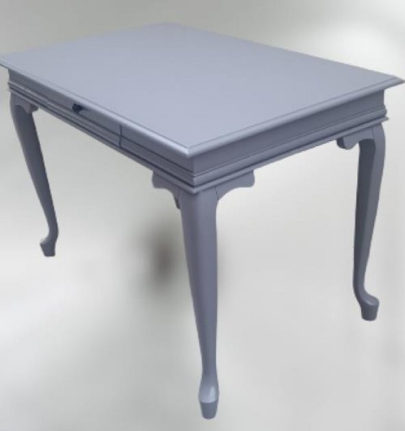 Çalışma masa ST 90139 model kayın aslan ayak çekmec parlak lake gri renk el yapım - 9