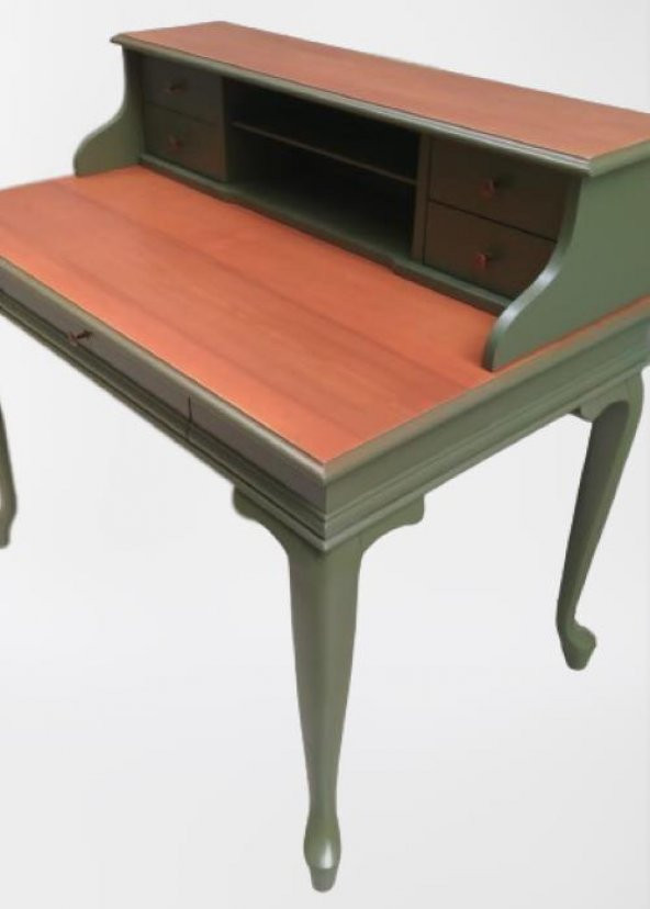 Çalışma masa ST 90140 klasik Model kayın aslan ayak kütüphane Parlak ceviz yeşil uyum - 5