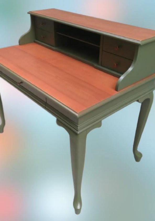 Çalışma masa ST 90140 klasik Model kayın aslan ayak kütüphane Parlak ceviz yeşil uyum - 6