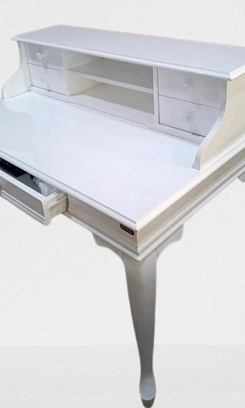 Çalışma Masa 181350 ST Klasik Model BEYAZ Kayın Aslan ayak Porsel Kulp El yapım - 2