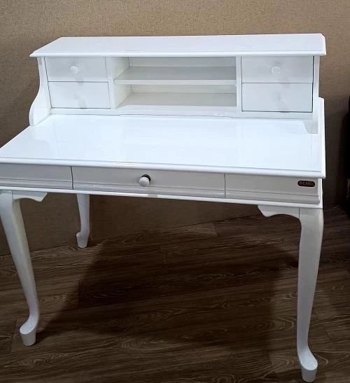 Çalışma Masa 181350 ST Klasik Model BEYAZ Kayın Aslan ayak Porsel Kulp El yapım - 10