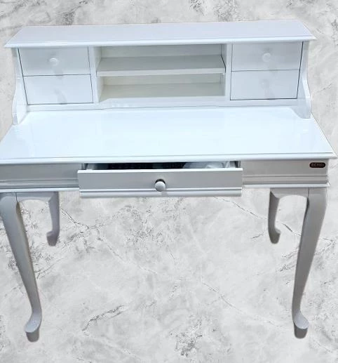 Çalışma Masa 181350 ST Klasik Model BEYAZ Kayın Aslan ayak Porsel Kulp El yapım - 5