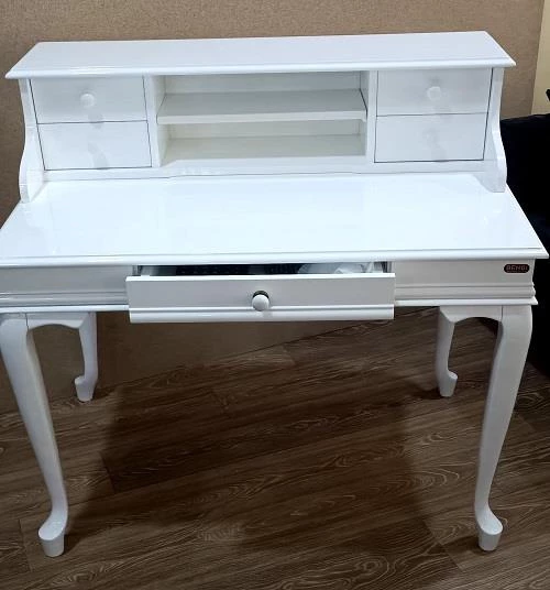 Çalışma Masa 181350 ST Klasik Model BEYAZ Kayın Aslan ayak Porsel Kulp El yapım - 9