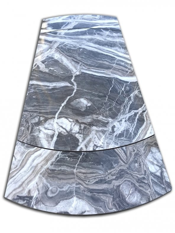 Masa JAPON 12634 Metal Çelik Nikelaj Yandan Açılır Orta Ayak Siyah Mermer El Yapı - 4