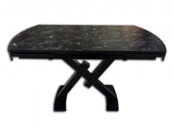 Masa 12627 X AYAK Model0 Metal Siyah Fırın Kelebek Yan Açıl Siyah mermer Tabla