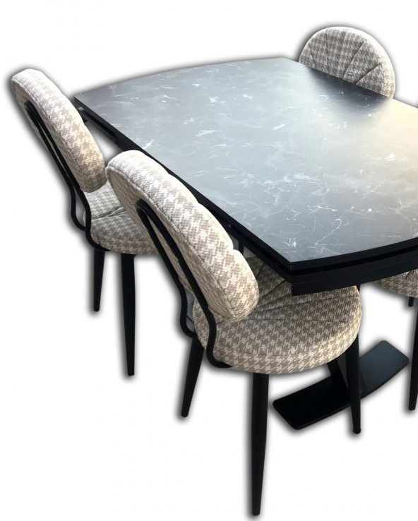 Sandalye-12626 Masa MİDYE Kayın RETRO ayak Mermer Desen Metal Nikelaj Örgü Kumaş - Resim 2