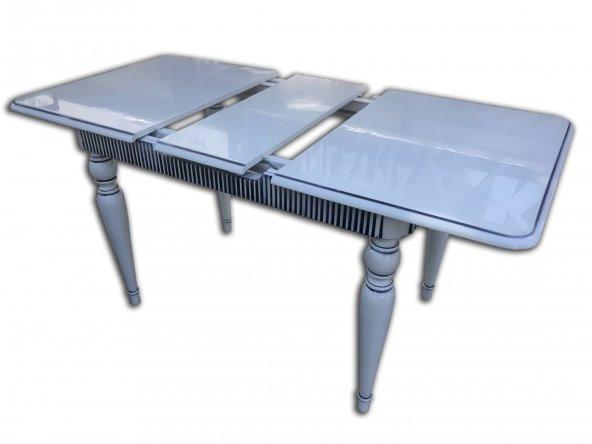 Masa 12466 FİTİL Model KAYIN İnce TORNA TOMBUL Ayak Beyaz Lake Ortadan açılır