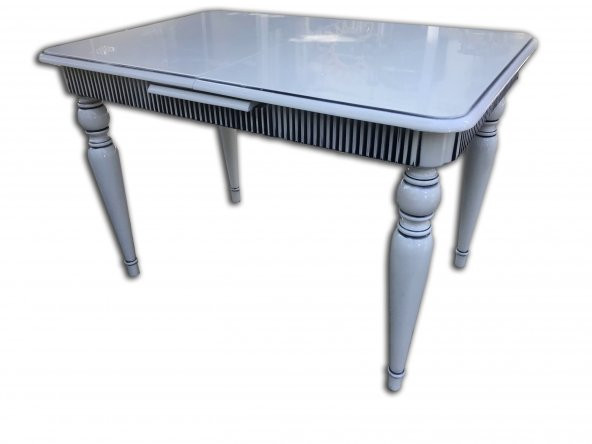 Masa 12466 FİTİL Model KAYIN İnce TORNA TOMBUL Ayak Beyaz Lake Ortadan açılır - 4