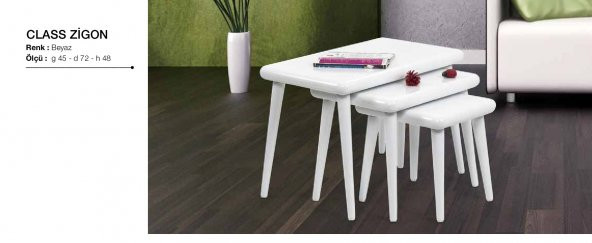 Zigon Osm 17600 Model class Sehpa Parlak Beyaz boya Kayın aslan ayak Yapım - Resim 3