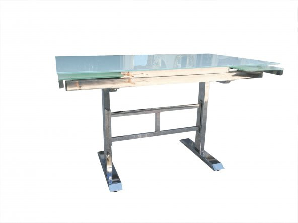 Masa 12585 JAPON ayak model Metal nikelaj Ay<k Yan Açılır Temper cam El Yapım