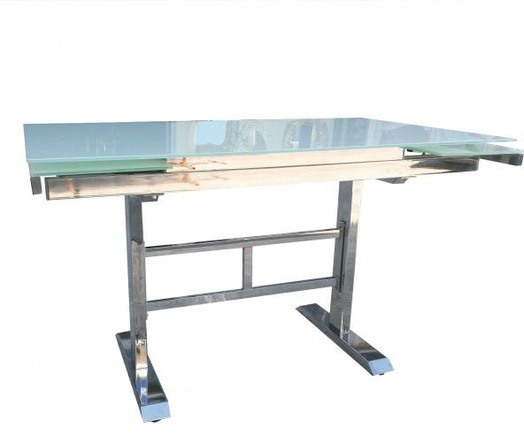 Masa 12585 JAPON ayak model Metal nikelaj Ay<k Yan Açılır Temper cam El Yapım - 2
