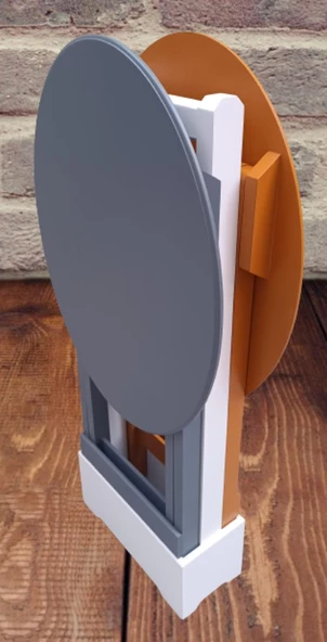 Çanta Zigon 90117 Sehpa Oval Model 2li Tk Ahşap Mdf Hardal-Gri Renk Uyum El Yapım - 6