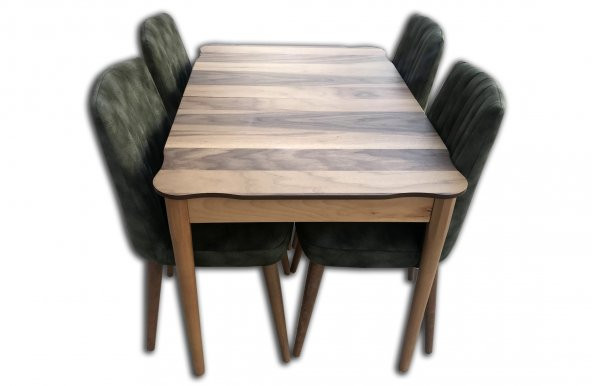 Masa 12507 KÜTÜK DESEN Tk Model Kayın RETRO AYAK ceviz Dilimli kapiton sandalye