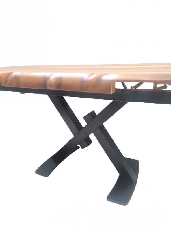 Masa 12510 Açılır KÜTÜK DESEN Takım Model X metal ayak Benc ve tel sandalye-tabur - 4